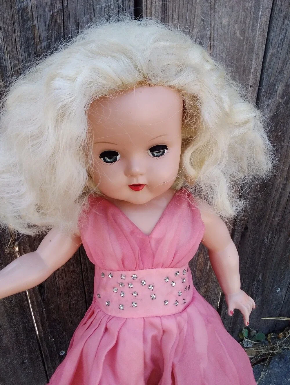 Vintage Doll Antique 40s 50s Blonde Walker Blue Eyes 20